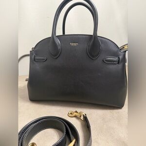 Coach soft empire 28 Black Leather Satchel with Gold Accents